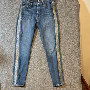 7 For All Mankind Women’s 31 High Waist Ankle Skinny Blue Silver Jeans